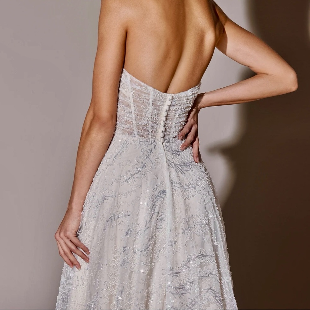 Justin Alexander Signature Strapless A-Line Full Beaded 16 SEE SIZE CHART - Picture 9 of 10